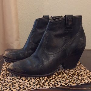 Frye Reina Bootie distressed black leather